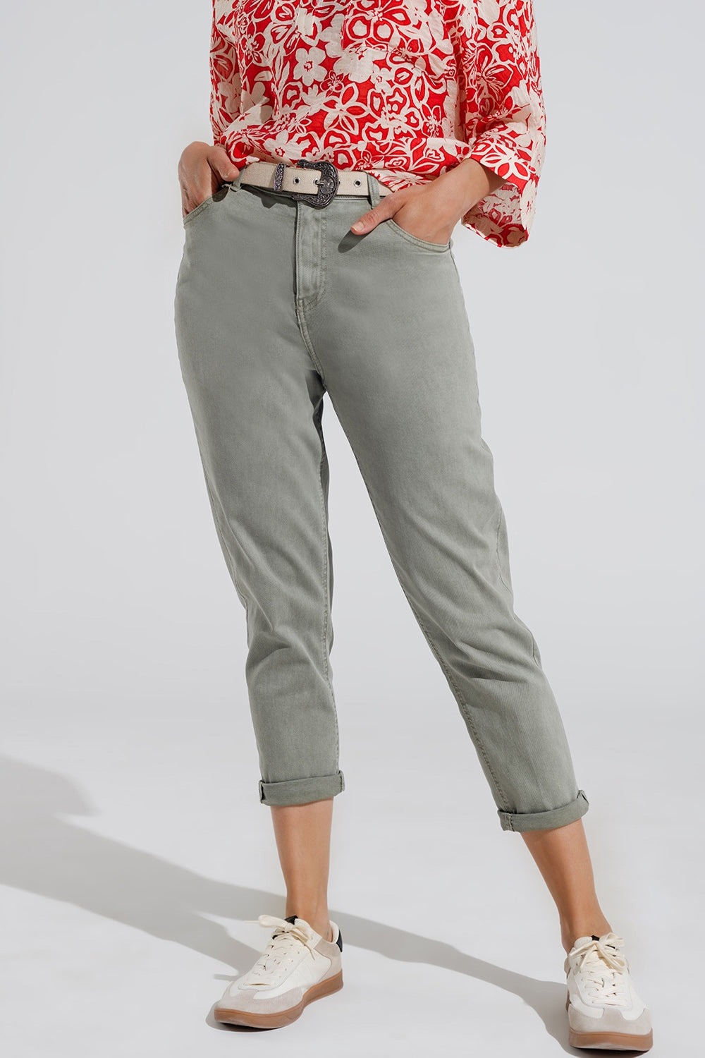 Ankle skinny  Basic Jeans in kakhi Q2store