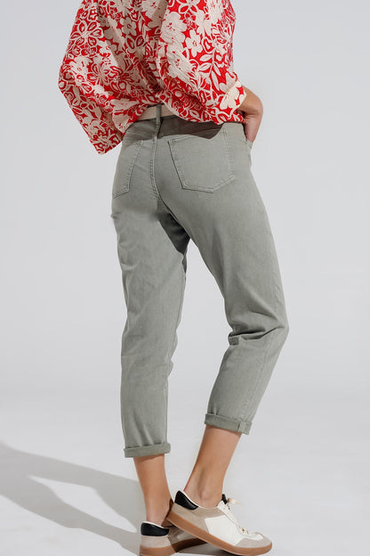 Ankle skinny  Basic Jeans in kakhi Q2store