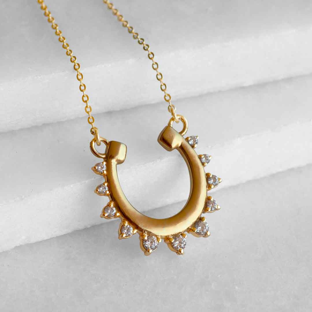 Anola - Diamond Cut Horseshoe Necklace in Gold Urban-Equestrian