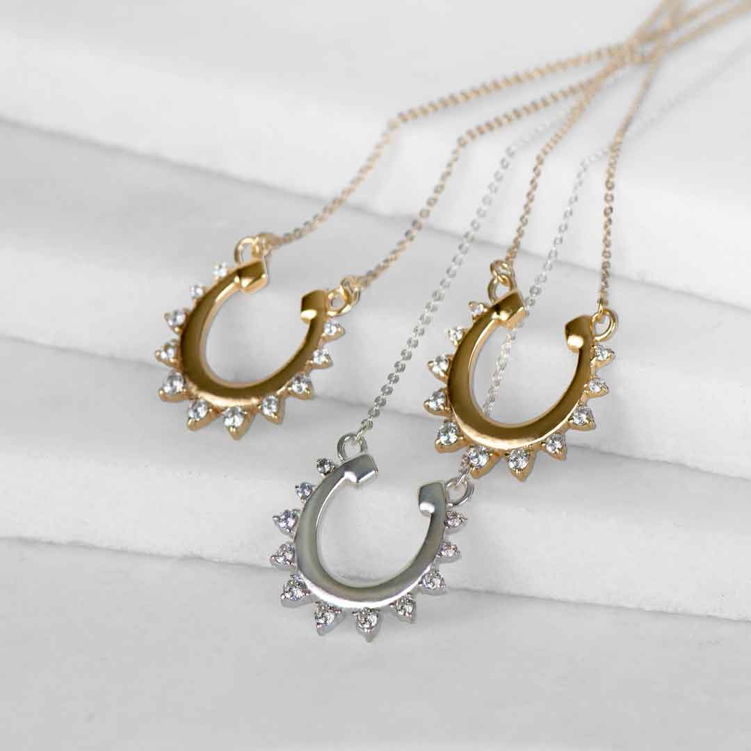 Anola - Diamond Cut Horseshoe Necklace in Silver Urban-Equestrian