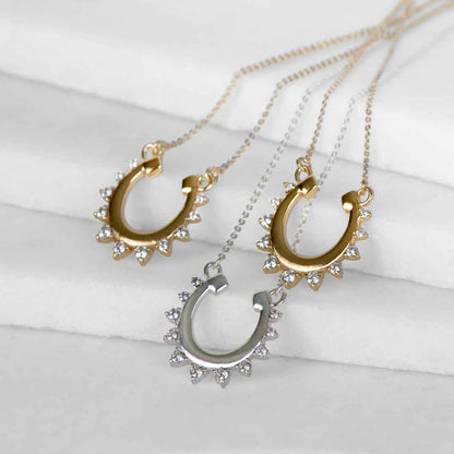 Anola - Diamond Cut Horseshoe Necklace in Gold Urban-Equestrian