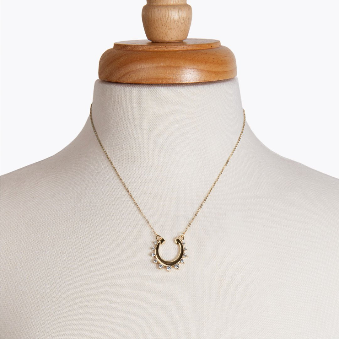 Anola - Diamond Cut Horseshoe Necklace in Gold Urban-Equestrian