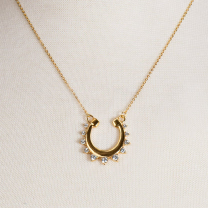 Anola - Diamond Cut Horseshoe Necklace in Gold Urban-Equestrian