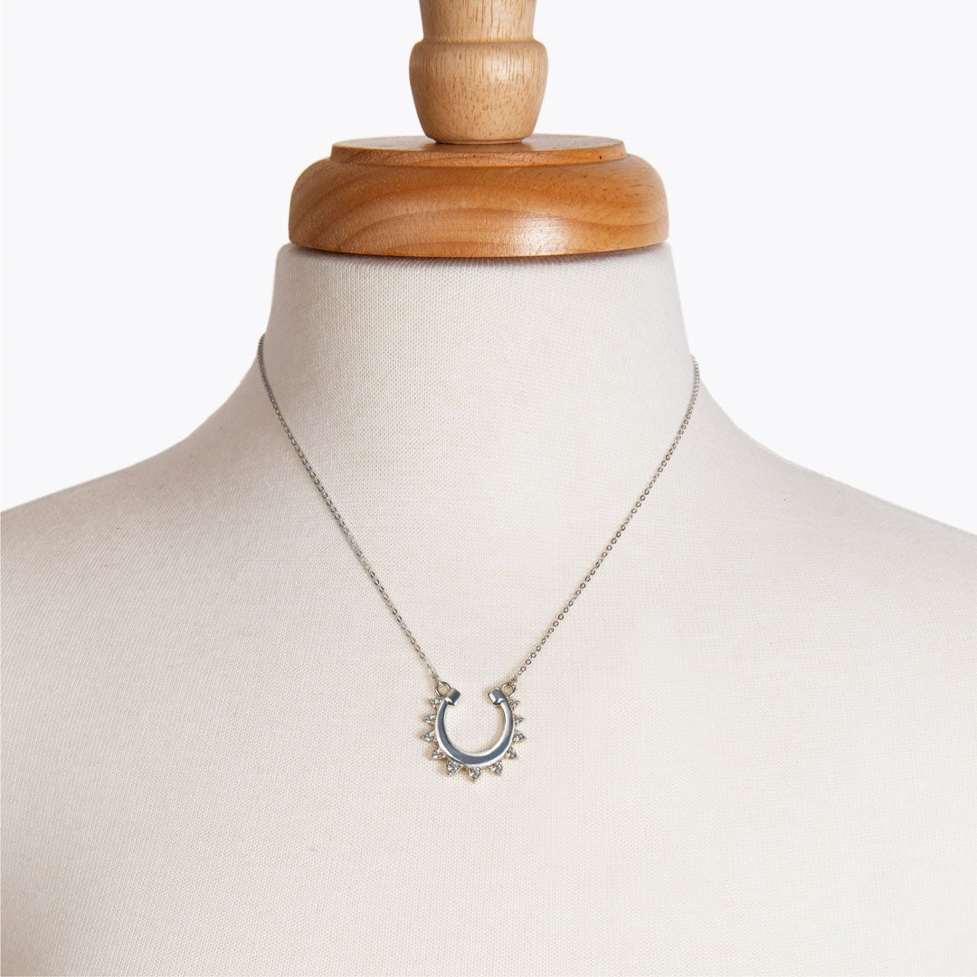 Anola - Diamond Cut Horseshoe Necklace in Silver Urban-Equestrian