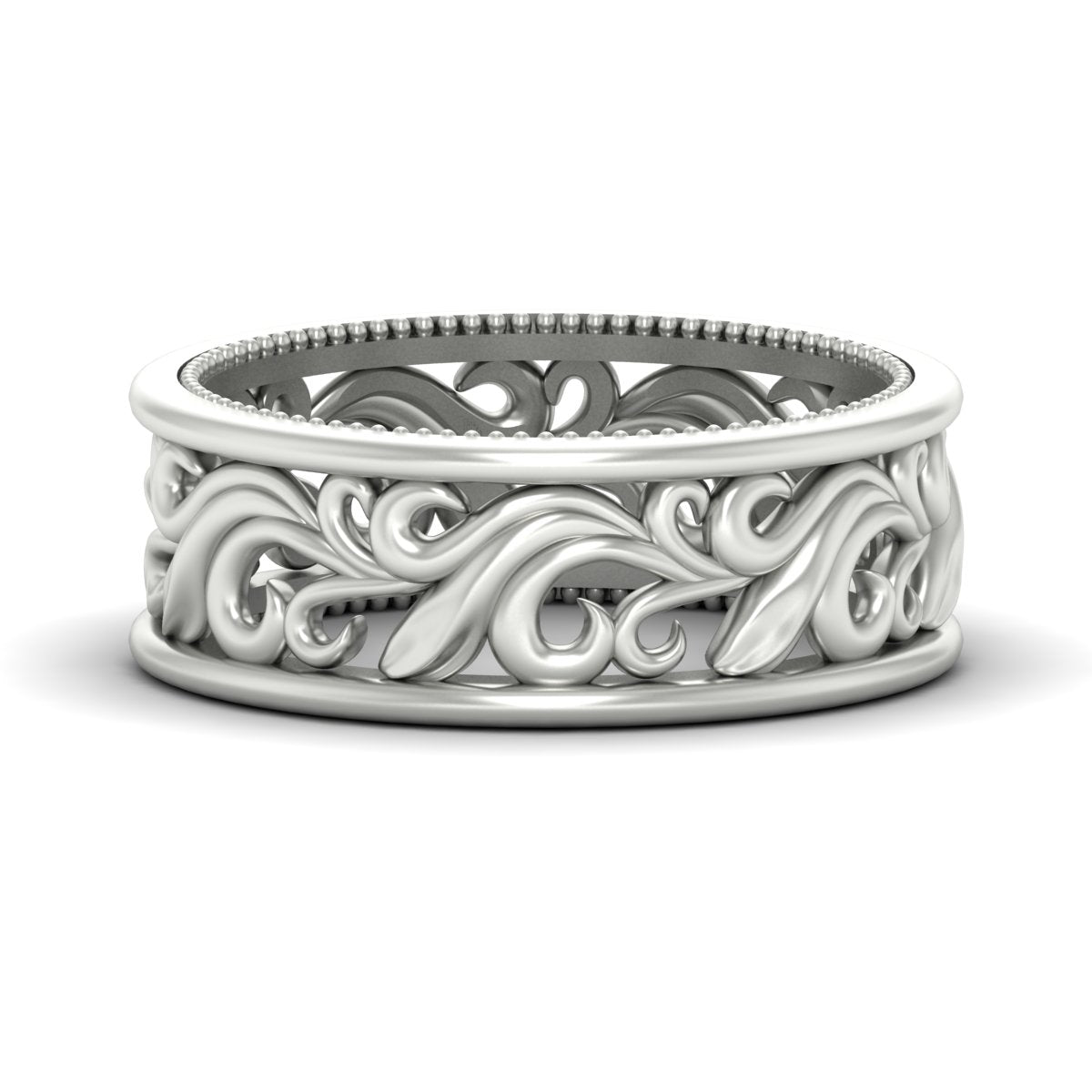 Antique Mens Wide Filigree Band Fascinating Diamonds