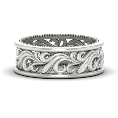 Antique Mens Wide Filigree Band Fascinating Diamonds