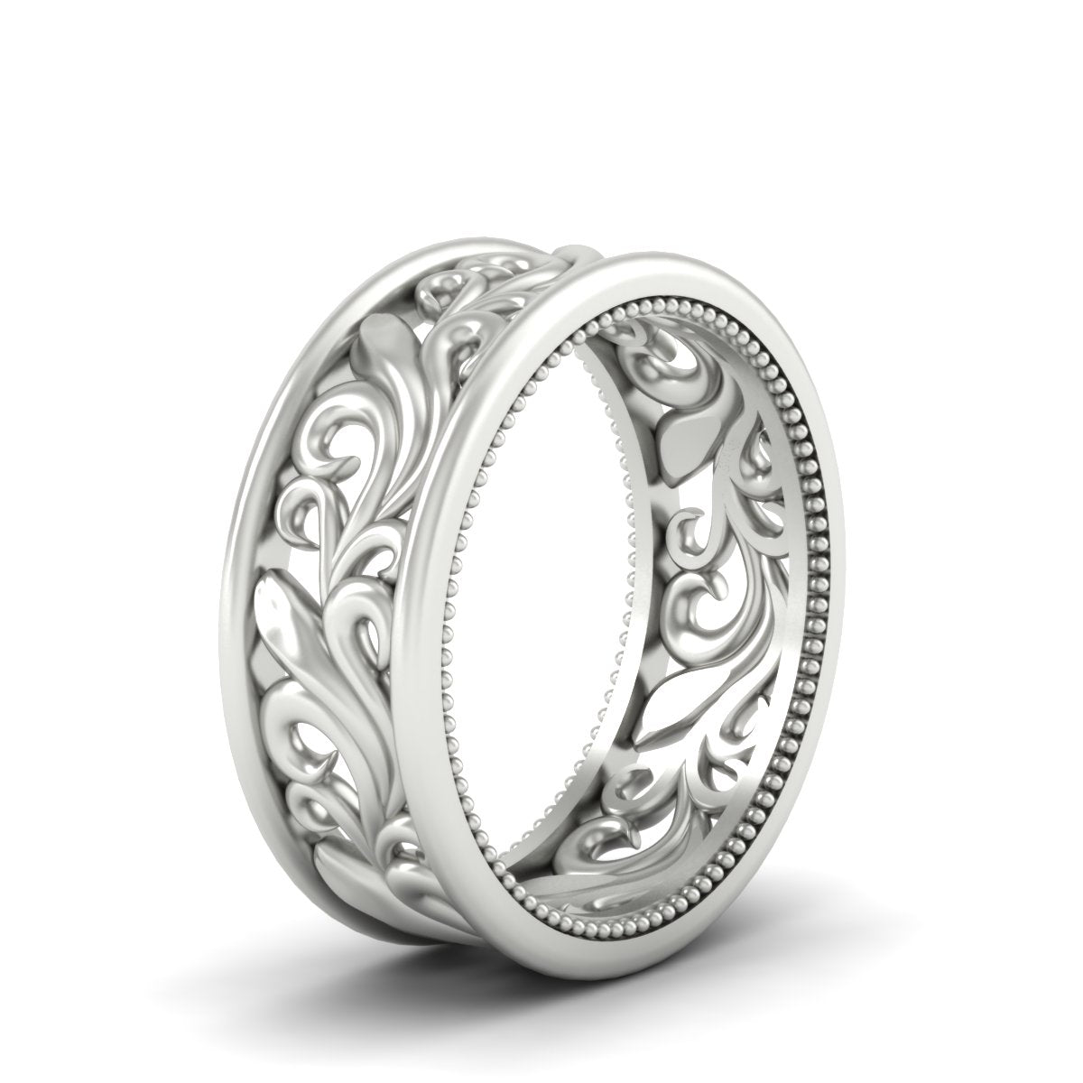 Antique Mens Wide Filigree Band Fascinating Diamonds