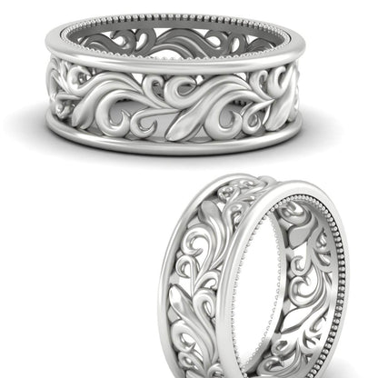Antique Mens Wide Filigree Band Fascinating Diamonds