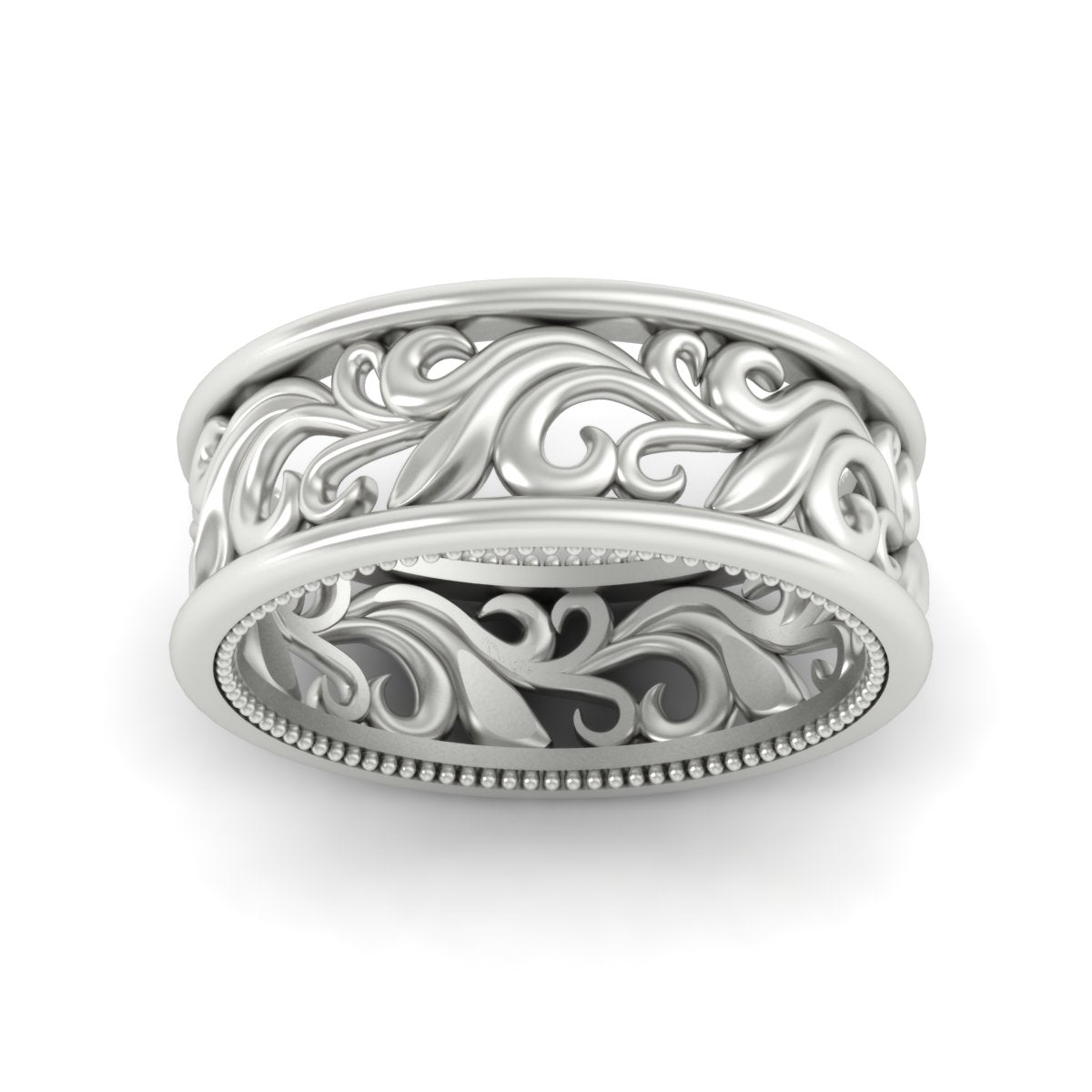 Antique Mens Wide Filigree Band Fascinating Diamonds
