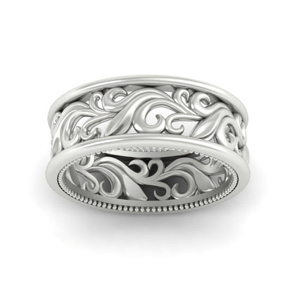 Antique Mens Wide Filigree Band Fascinating Diamonds