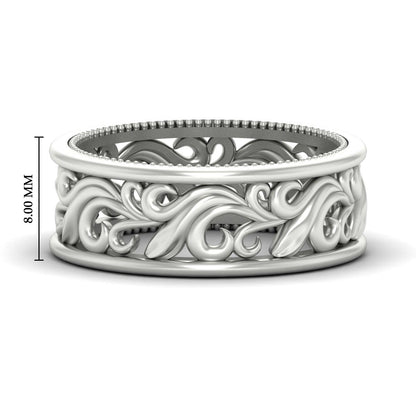 Antique Mens Wide Filigree Band Fascinating Diamonds
