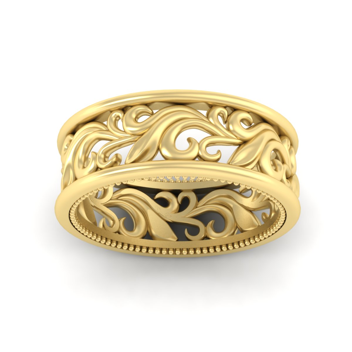 Antique Mens Wide Filigree Band Fascinating Diamonds