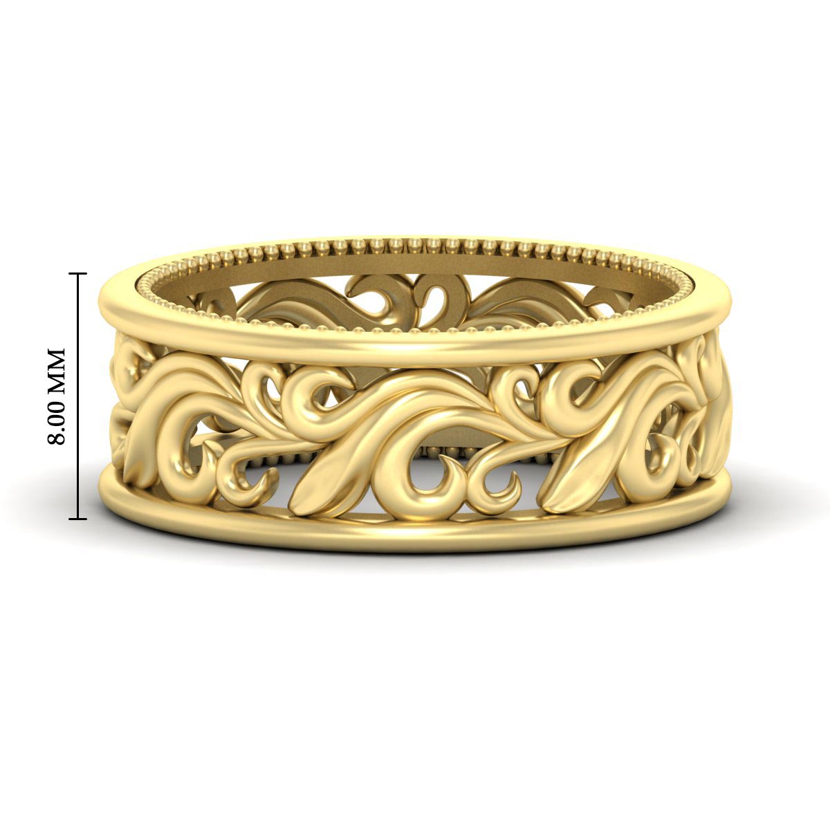 Antique Mens Wide Filigree Band Fascinating Diamonds