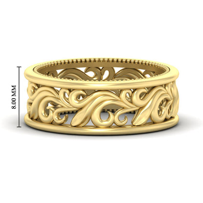 Antique Mens Wide Filigree Band Fascinating Diamonds