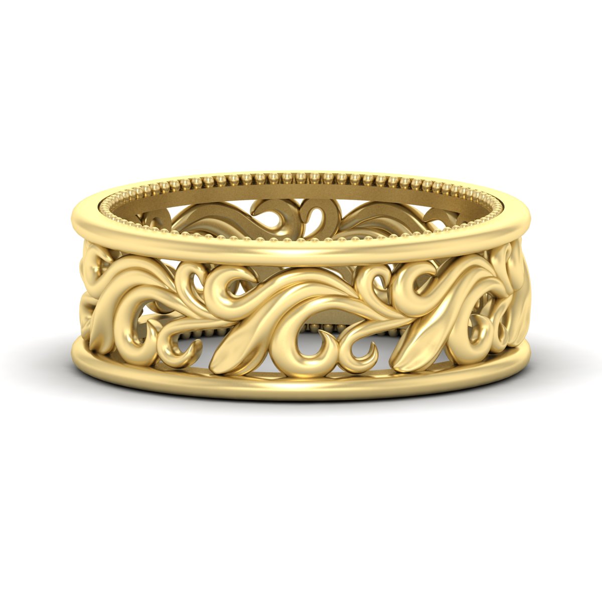 Antique Mens Wide Filigree Band Fascinating Diamonds