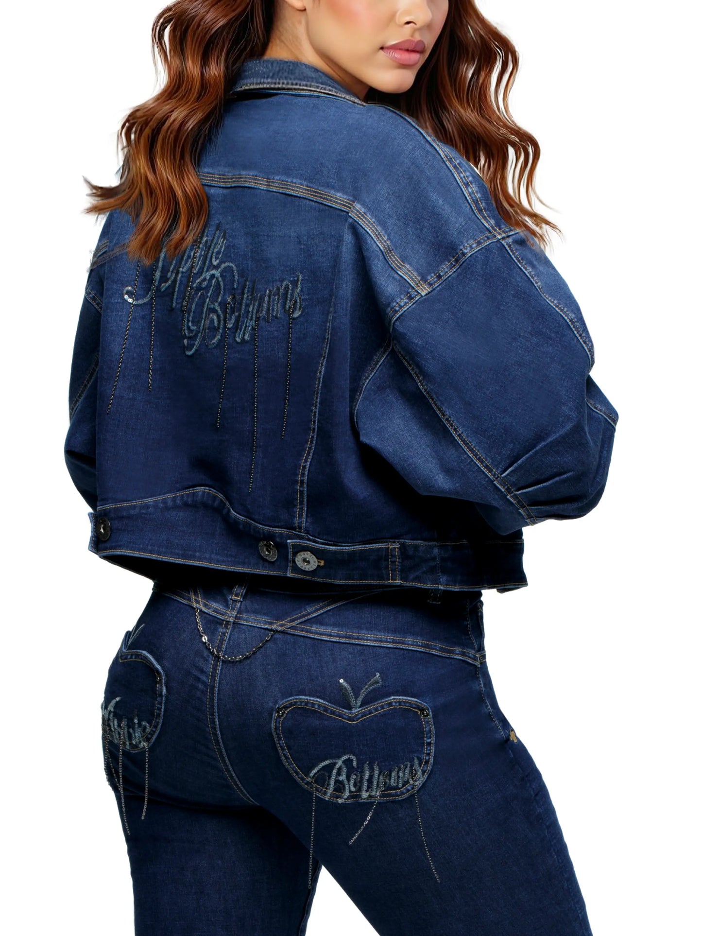 Denim Chain Link Jacket Apple Bottom Jeans