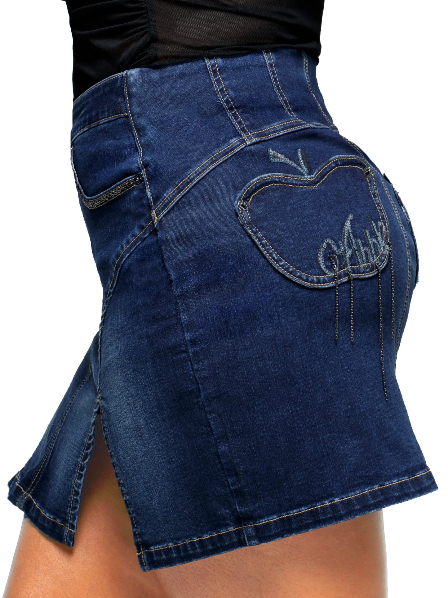 Apple Mini Skirt - Dark Wash Apple Bottom Jeans