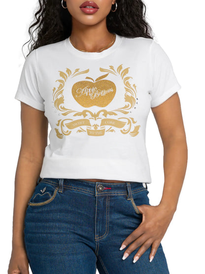 Golden Crest Tee - White Apple Bottom Jeans