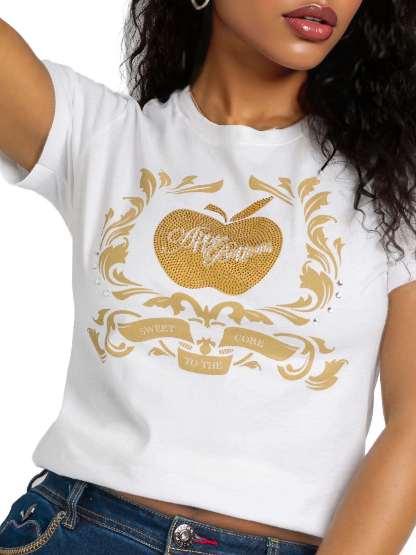 Golden Crest Tee - White Apple Bottom Jeans