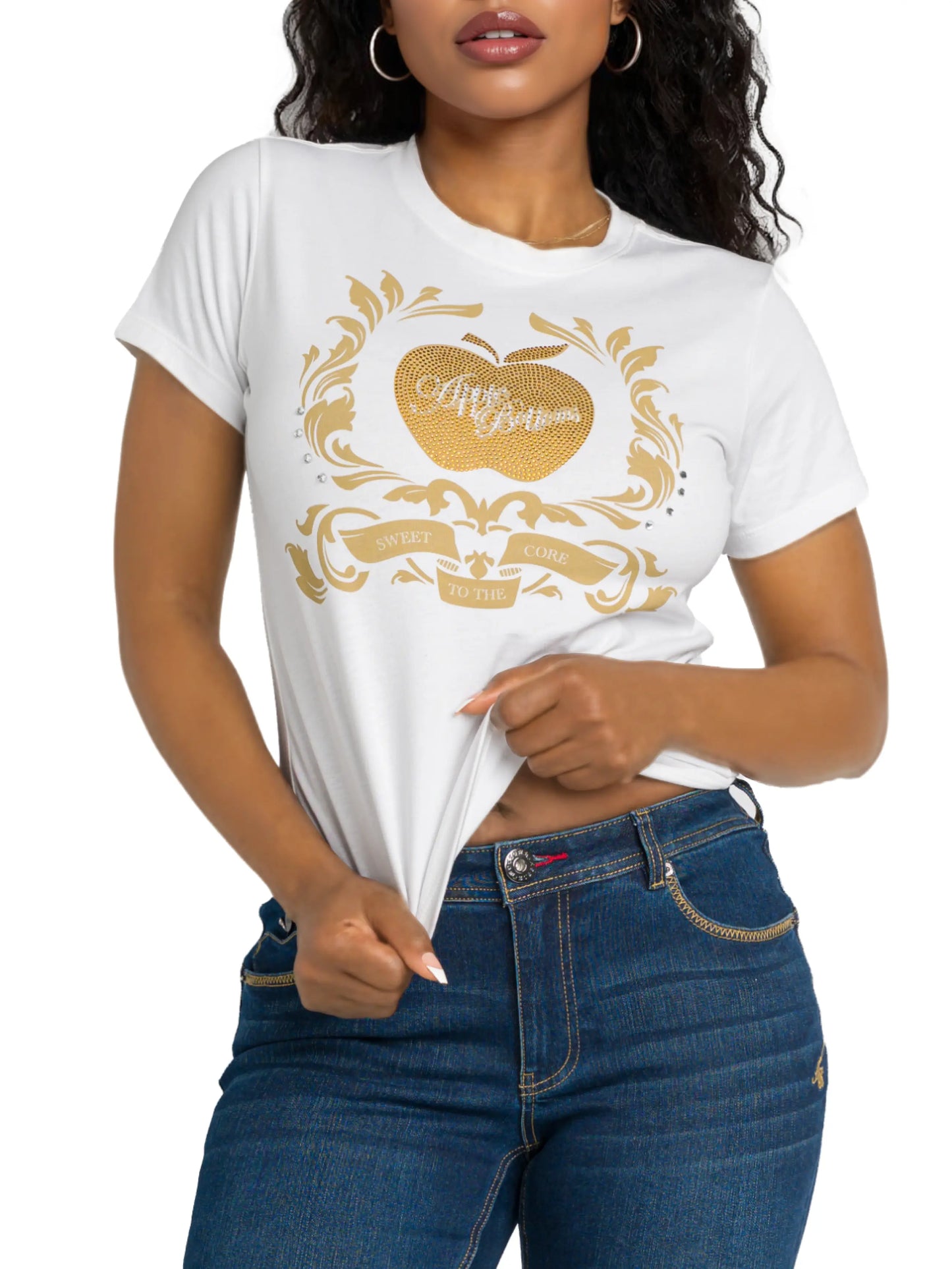 Golden Crest Tee - White Apple Bottom Jeans