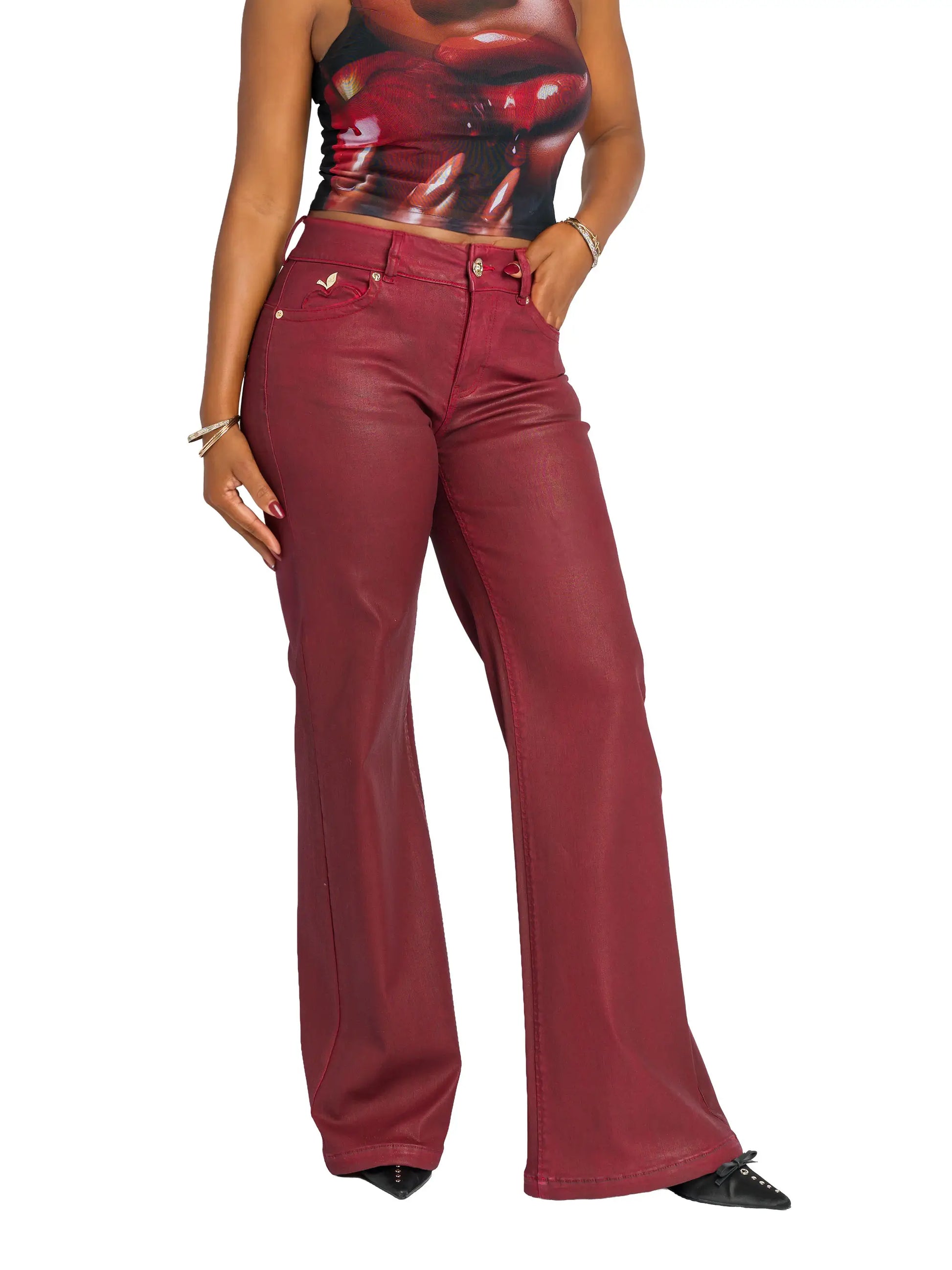 Low-Rise Wide-Leg Jean - Red Delicious Apple Bottom Jeans