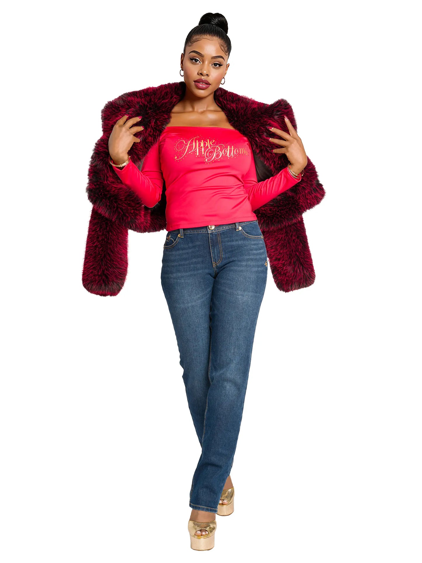 Y2K Fur Jacket - Red Delicious Apple Bottom Jeans