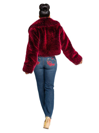 Y2K Fur Jacket - Red Delicious Apple Bottom Jeans