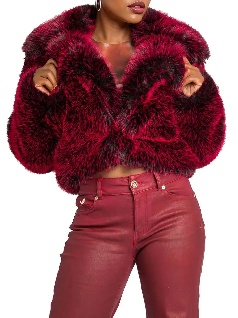Y2K Fur Jacket - Red Delicious Apple Bottom Jeans