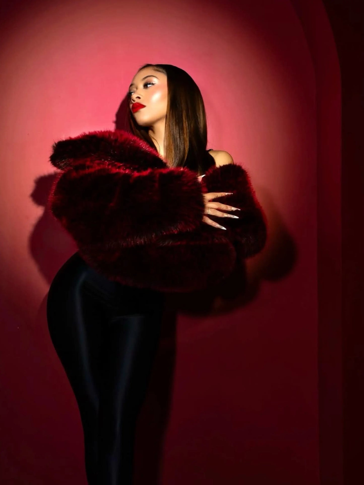 Y2K Fur Jacket - Red Delicious Apple Bottom Jeans