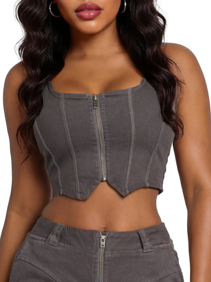 Stretch Twill Bustier Vest Apple Bottom Jeans