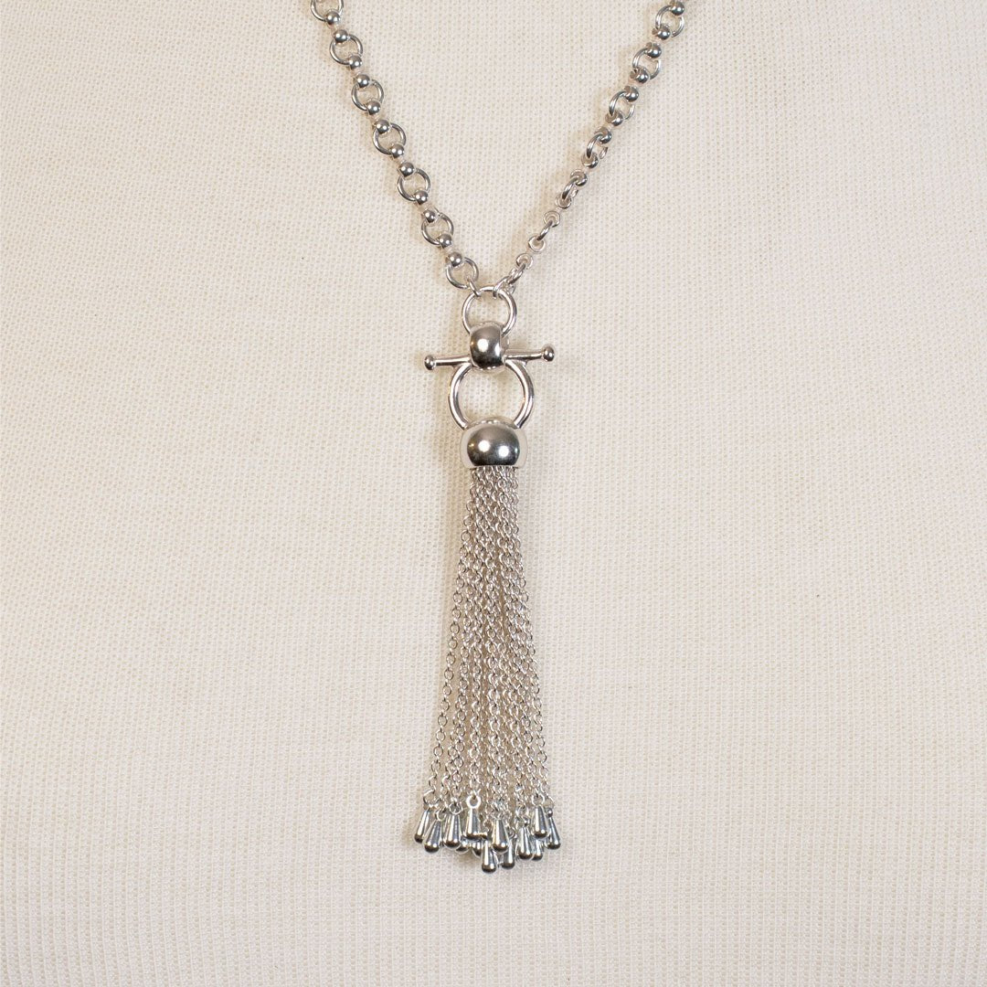 Aria - Chain Tassel Equestrian Horse Bit Necklace in Silver Urban-Equestrian