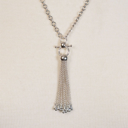 Aria - Chain Tassel Equestrian Horse Bit Necklace in Silver Urban-Equestrian