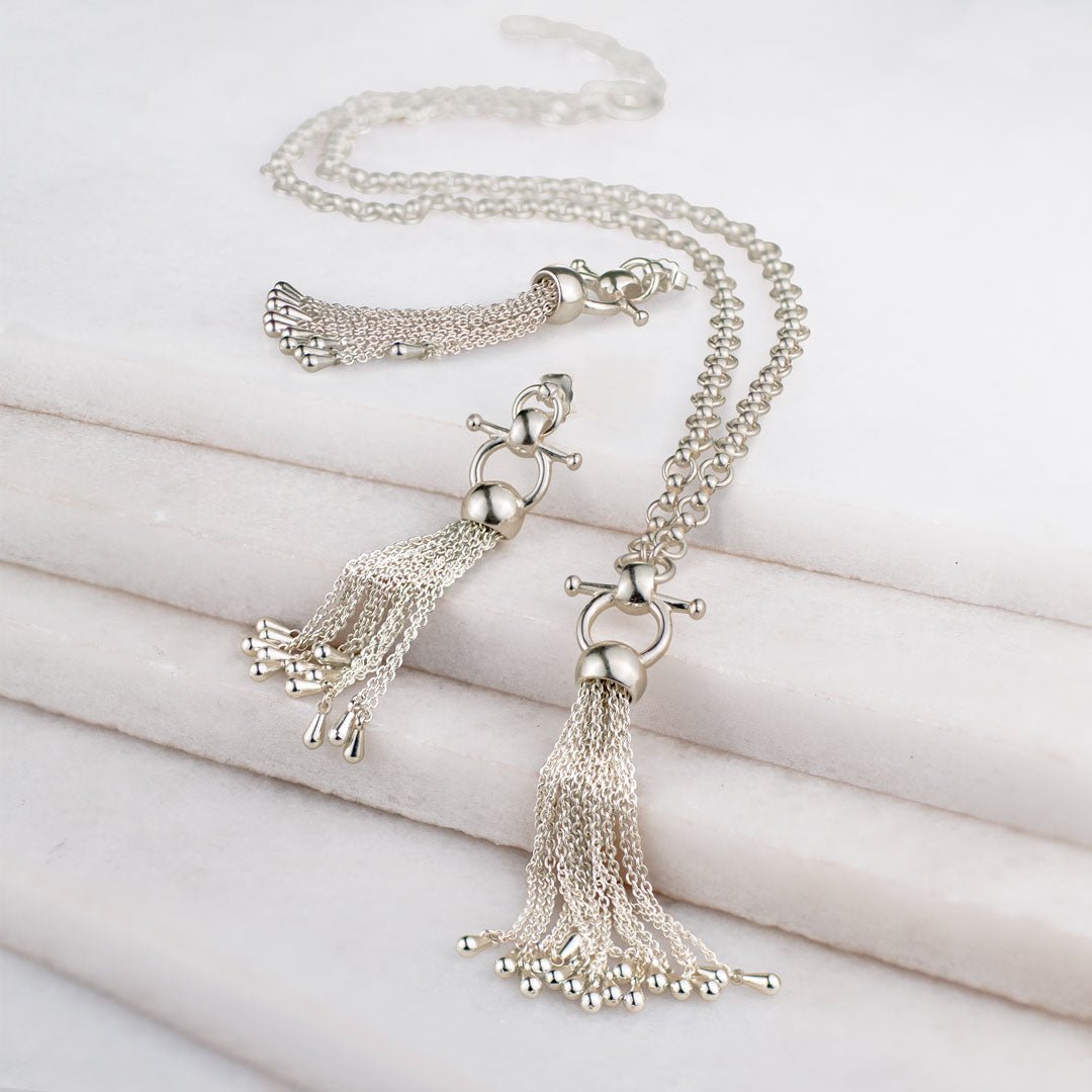Aria - Chain Tassel Equestrian Horse Bit Necklace in Silver Urban-Equestrian