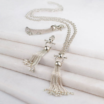 Aria - Chain Tassel Equestrian Horse Bit Necklace in Silver Urban-Equestrian