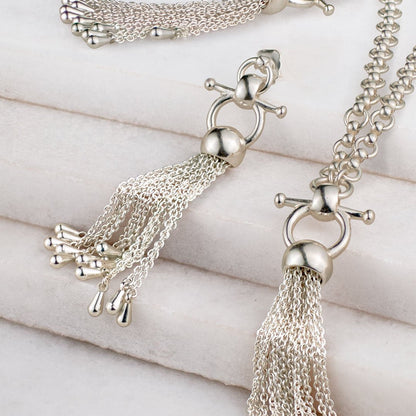 Aria - Chain Tassel Equestrian Horse Bit Necklace in Silver Urban-Equestrian