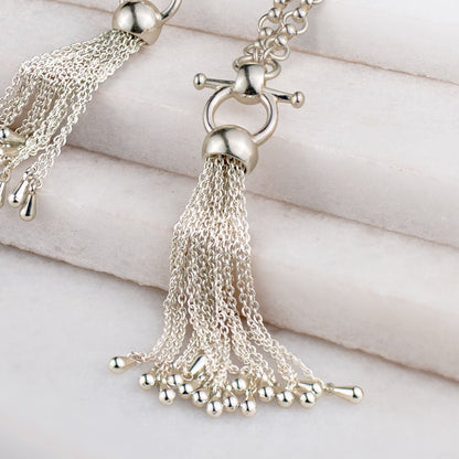 Aria - Chain Tassel Equestrian Horse Bit Necklace in Silver Urban-Equestrian