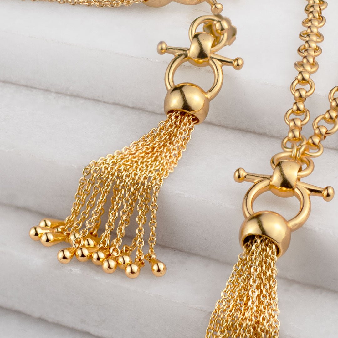 Aria - Chain Tassel Horse Bit Equestrian Earring in Gold Urban-Equestrian