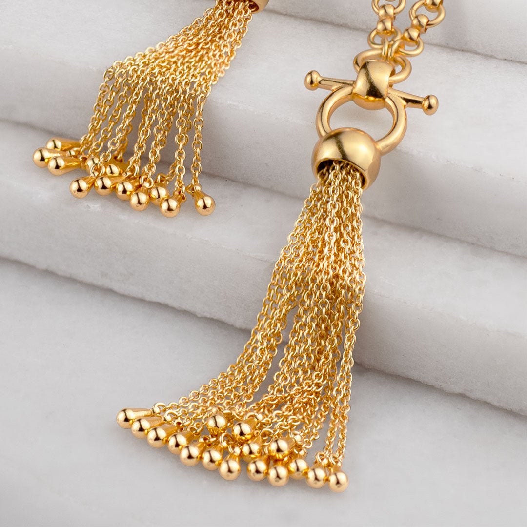Aria - Chain Tassel Horse Bit Equestrian Earring in Gold Urban-Equestrian