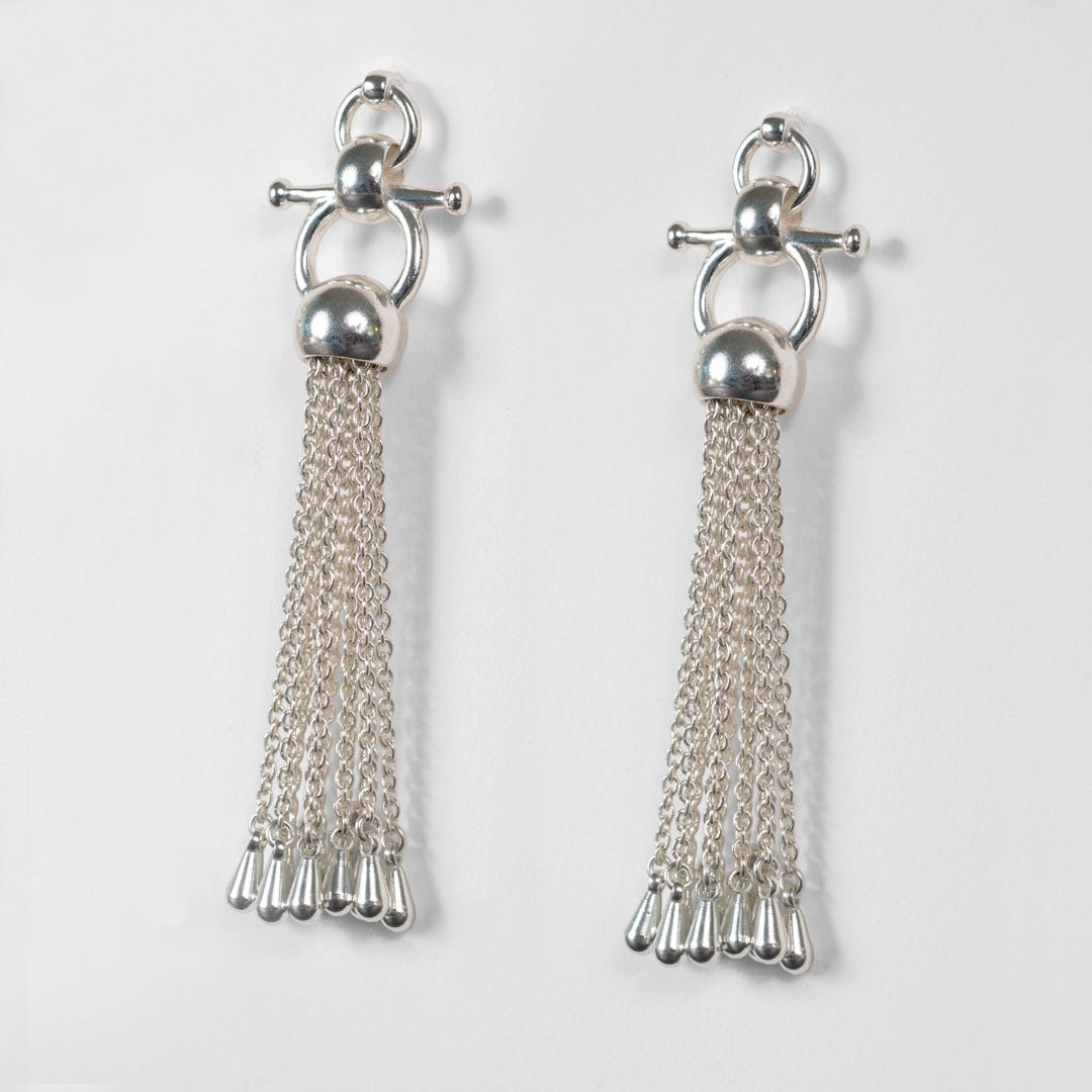 Aria - Chain Tassel Horse Bit Equestrian Earring in Silver Urban-Equestrian