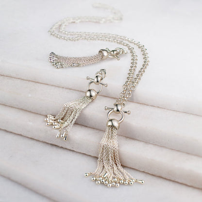Aria - Chain Tassel Horse Bit Equestrian Earring in Silver Urban-Equestrian