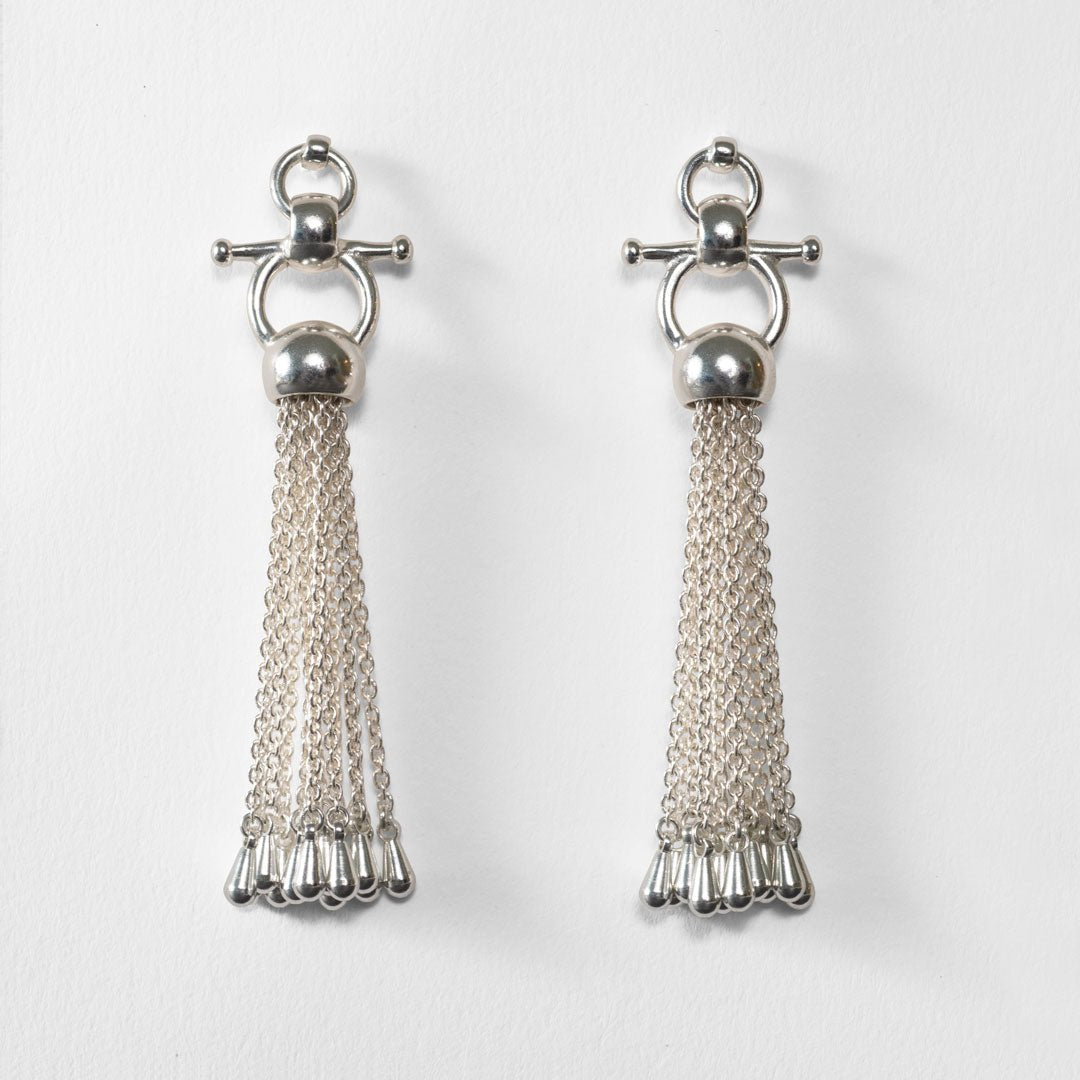 Aria - Chain Tassel Horse Bit Equestrian Earring in Silver Urban-Equestrian