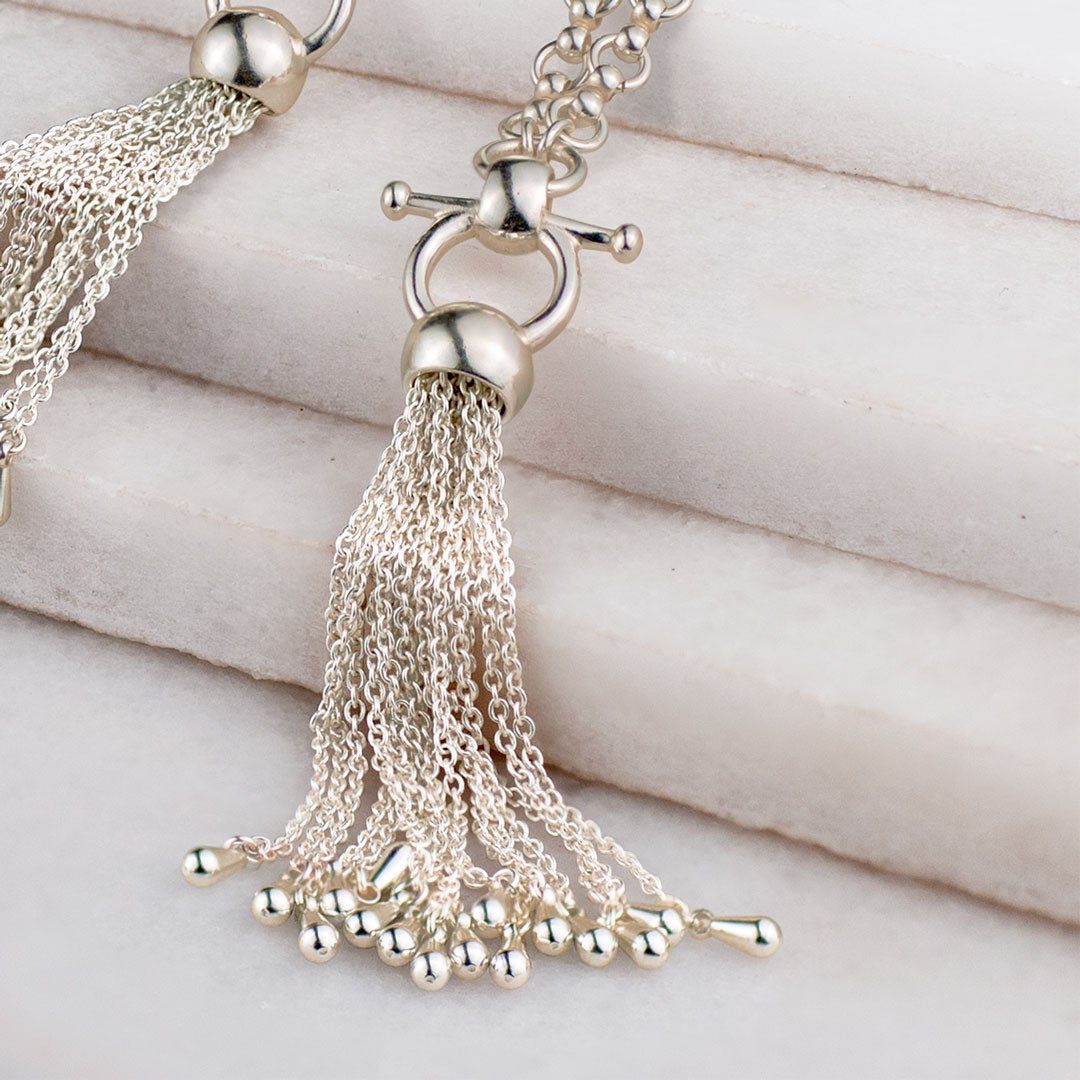 Aria - Chain Tassel Horse Bit Equestrian Earring in Silver Urban-Equestrian