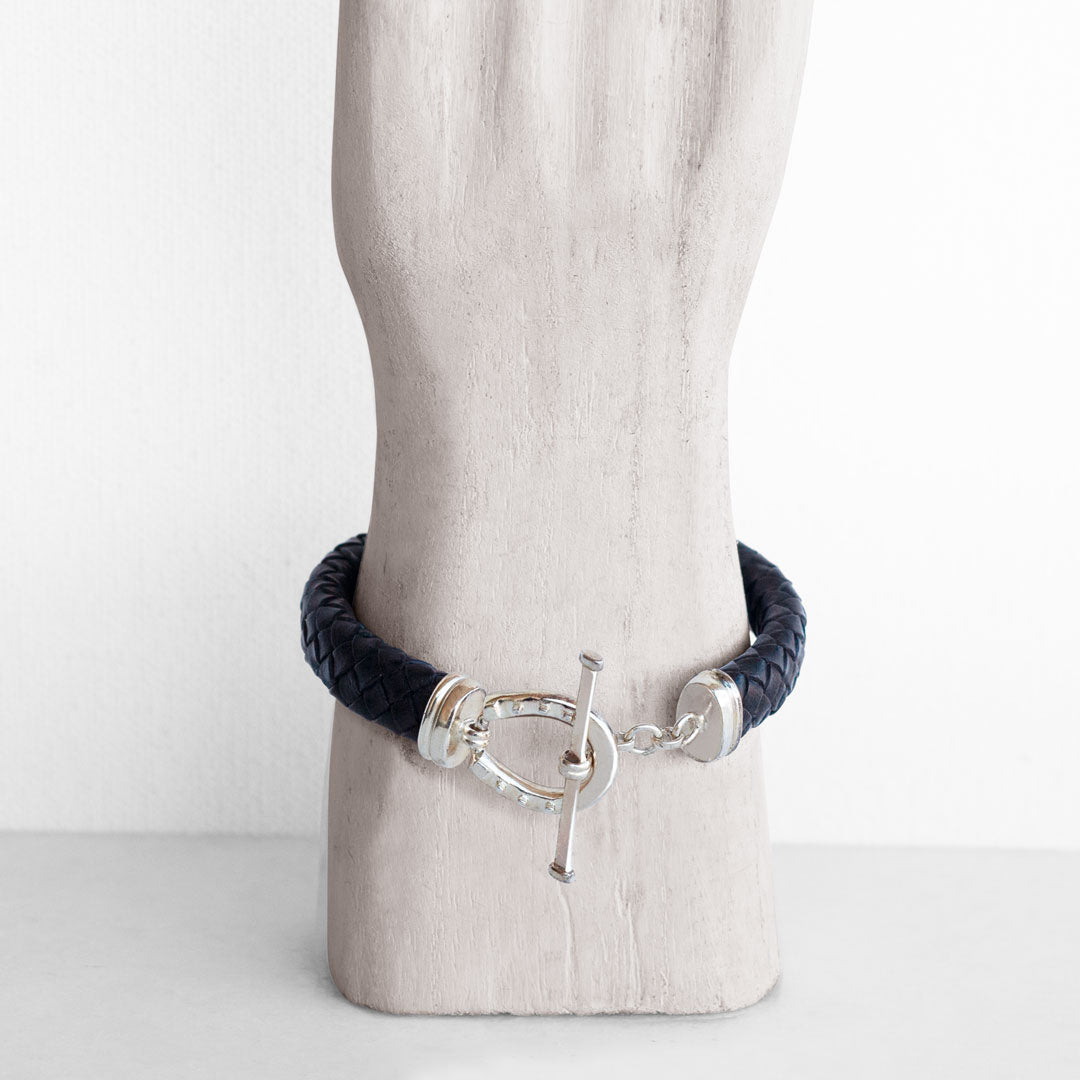 Aristo - Sterling Silver Black Leather Horseshoe Bracelet Urban-Equestrian