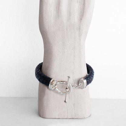 Aristo - Sterling Silver Black Leather Horseshoe Bracelet Urban-Equestrian