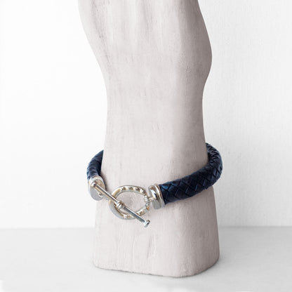 Aristo - Sterling Silver Black Leather Horseshoe Bracelet Urban-Equestrian