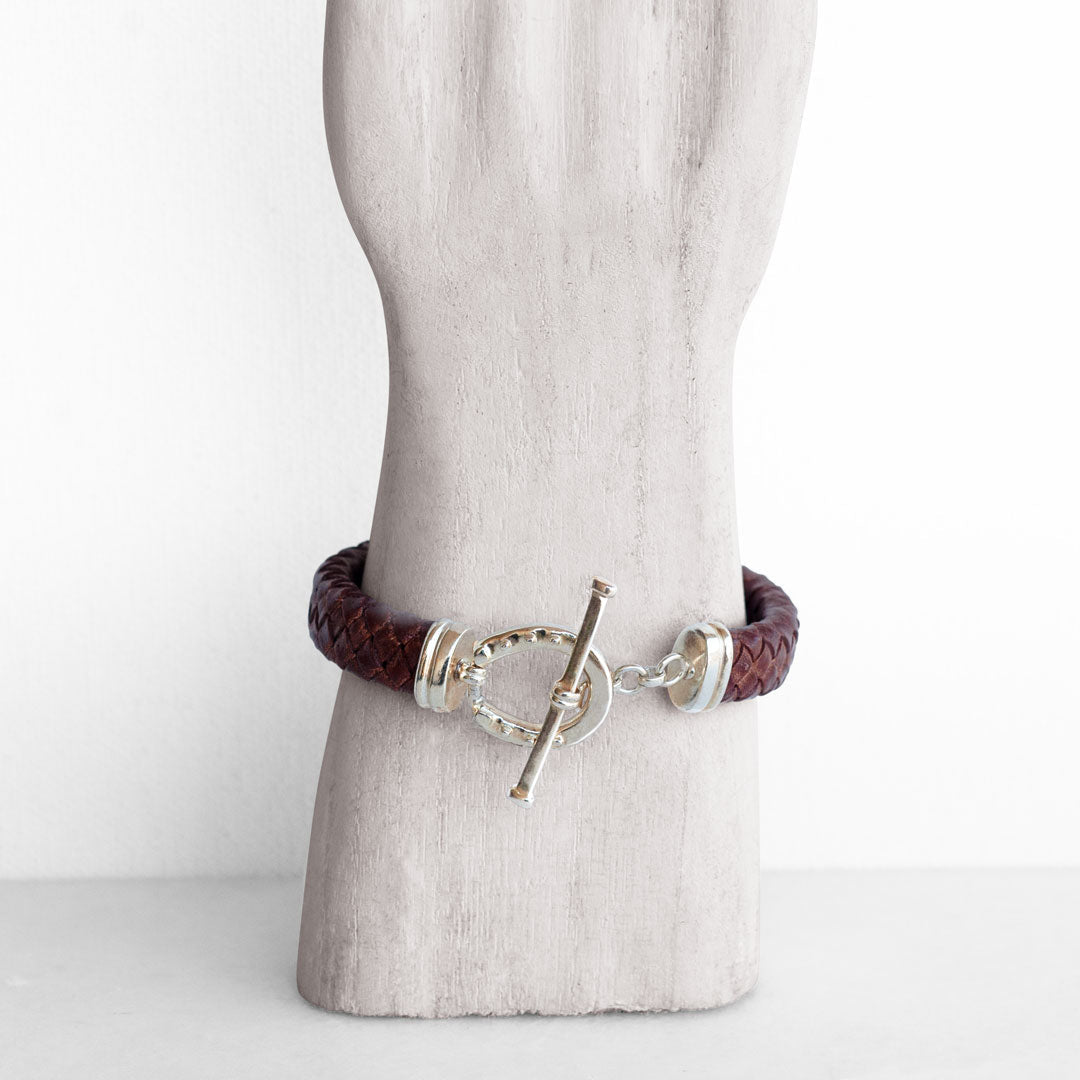 Aristo - Sterling Silver Brown Leather Horseshoe Bracelet Urban-Equestrian