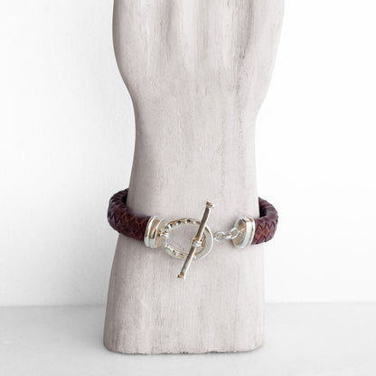 Aristo - Sterling Silver Brown Leather Horseshoe Bracelet Urban-Equestrian