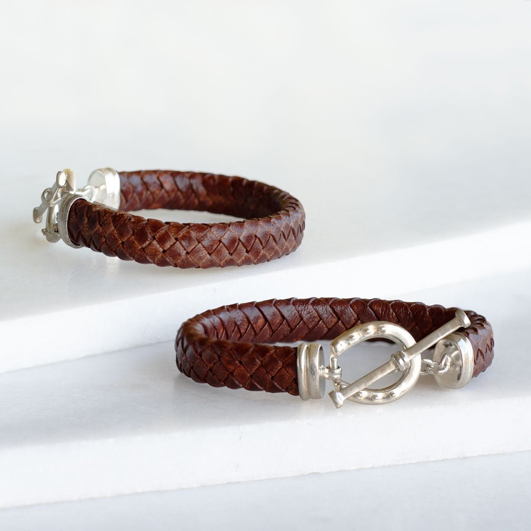 Aristo - Sterling Silver Brown Leather Horseshoe Bracelet Urban-Equestrian