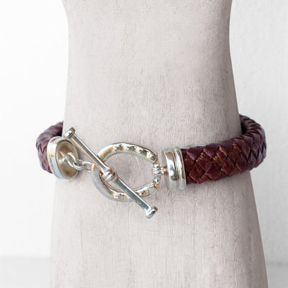 Aristo - Sterling Silver Brown Leather Horseshoe Bracelet Urban-Equestrian