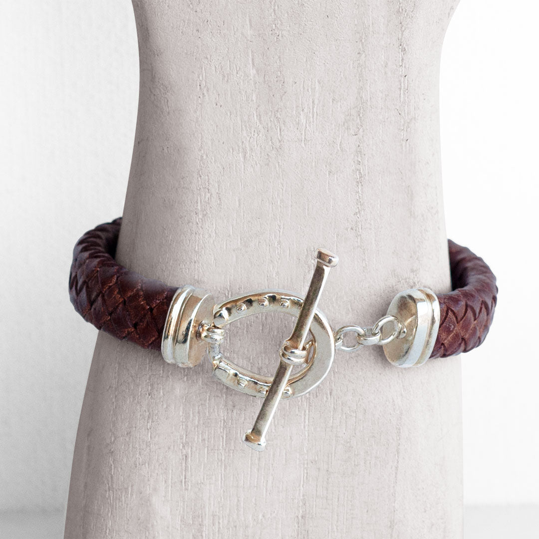 Aristo - Sterling Silver Brown Leather Horseshoe Bracelet Urban-Equestrian